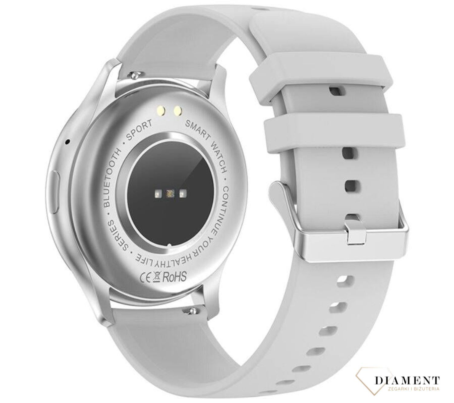 Smartwatch damski Rubicon z rozmowami szary pasek RNCF11. Smartwatch damski na prezent. Zegarek sportowy damski. Smartwatch na silikonowym pasku. Smartwatch z rozmowami telefonicznymi..jpg